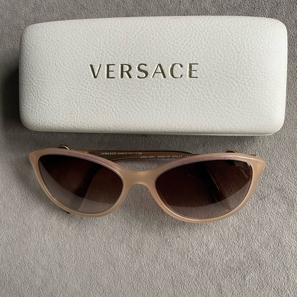 Beige Sunglasses, Gold frame Versace sunglasses